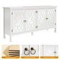 thumbnail image 2 of May in Color Carved Sideboard with Storage, 63" Modern Buffet Cabinet with Mirrored Door and Adjustable Shelves, for Entryway, Dining Room, Living Room, White, 2 of 9