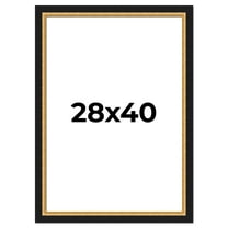 28x40 Frame Gold Real Wood Picture Frame Width 2.25 Inches | Interior Frame Depth 0.5 Inches |