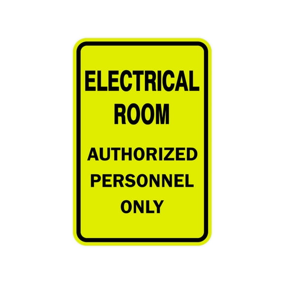 Portrait Round Electrical Room Authorized Personnel Only Sign (Yellow / Black) - Large 6" x 8"