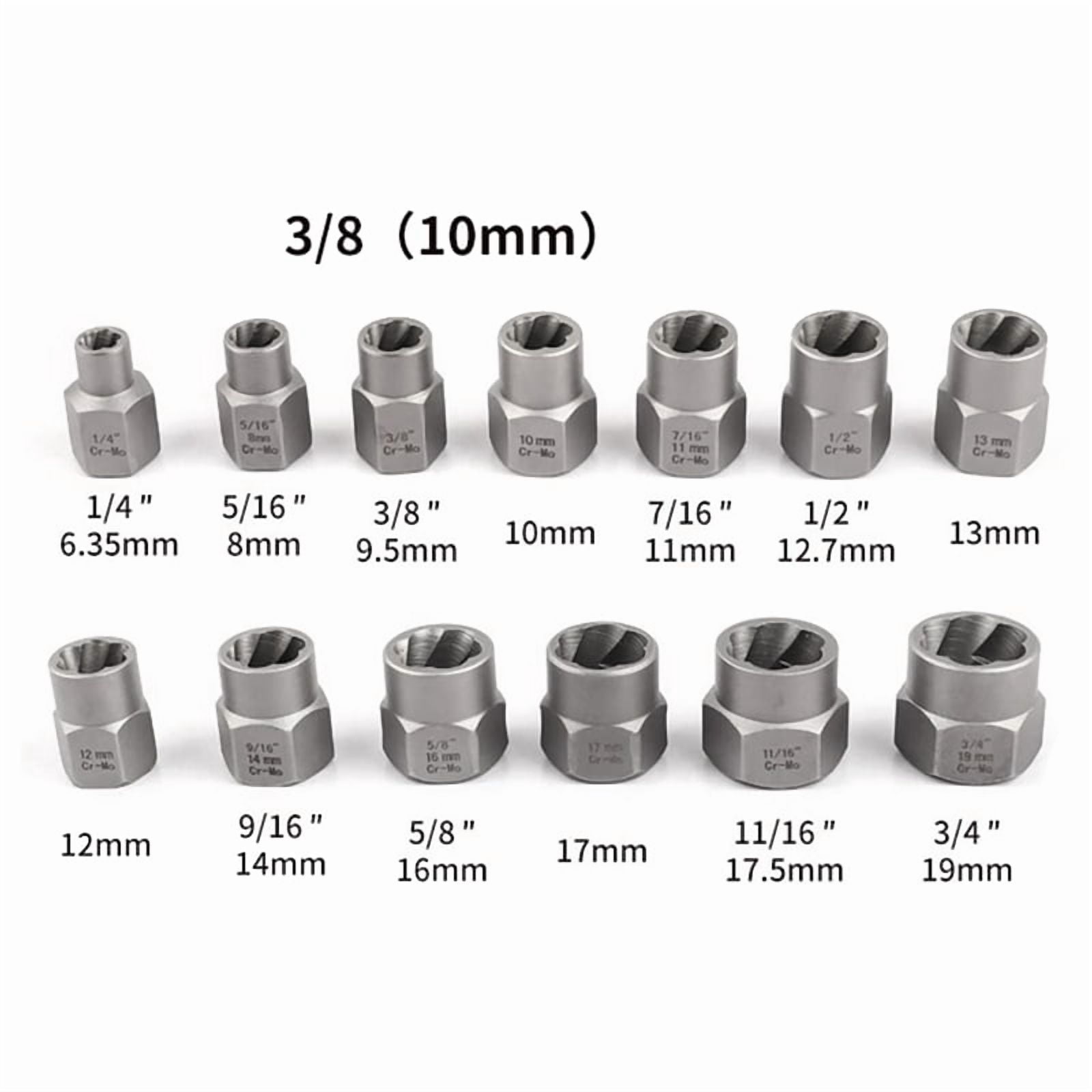 14Pcs Impact Bolt & Nut Remover Set, Stripped Lug with Hex Adapter Extraction Socket Set