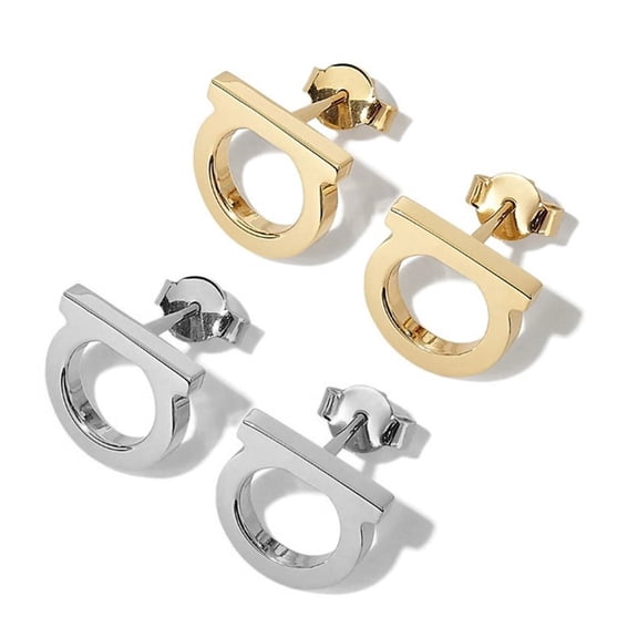 Pack of 2 Pairs Sturdy Stainless Steel Letter Earrings Fashionable Studs and Fade Resistant Designs for Trendy Women