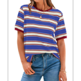 thumbnail image 2 of Camisetas de Corta con Bloques de Color A Rayas, Rojo Vino y Azul Oscuro Talla S, 2 of 7