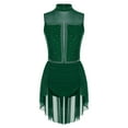 thumbnail image 3 of YONGHS ​​​Women Figure Ice Skating Dress Mesh Patchwork Leotard Lyrical Dance Costume Green S, 3 of 7