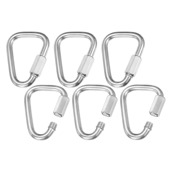 Conector rápido de 6 piezas, M10 3/8" acero inoxidable, enlaces de reparación para columpios, camping, senderismo, mochila, anillo de llave de torsión [Plata]