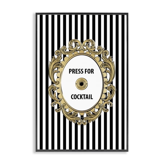 Stupell Industries Modern Press For Cocktail Celebration Black Framed Giclee Art, 12 x 18, by Martina Pavlova