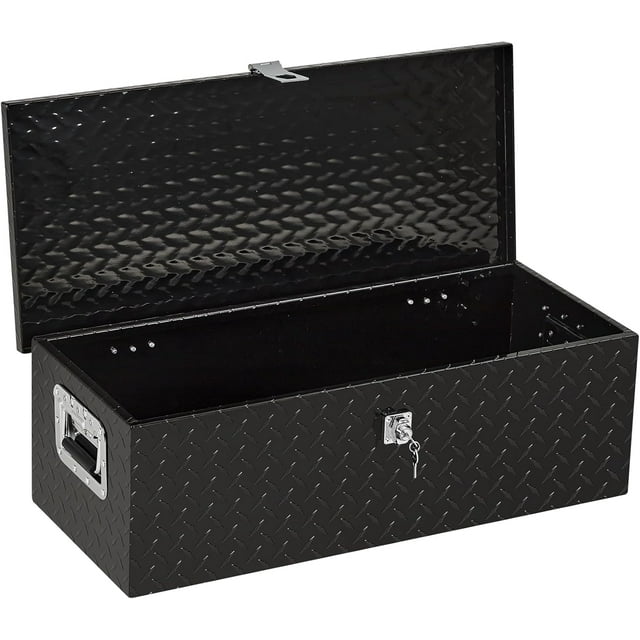 30x13x10-In Aluminum Diamond Plate Truck Bed Tool Box Lockable Waterproof Storage Organizer with Side Handle for Pickup RV Trailer