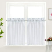 GlowSol White 30*30 inch Waffle Woven Textured Short Window Curtain for Cafe,Bathroom,Kitchen & Kids Bedroom,2 Panels
