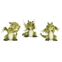 Green Cute Dragon Set Of 3 Figurines