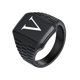 thumbnail image 1 of Anillo de dedo de acero inoxidable negro impermeable con letra personalizada A M S A Z, sello de inicial elegante para hombre, 1 of 4