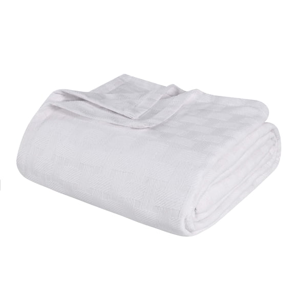 Superior Basketweave All-Season Cotton Blanket, Twin, White