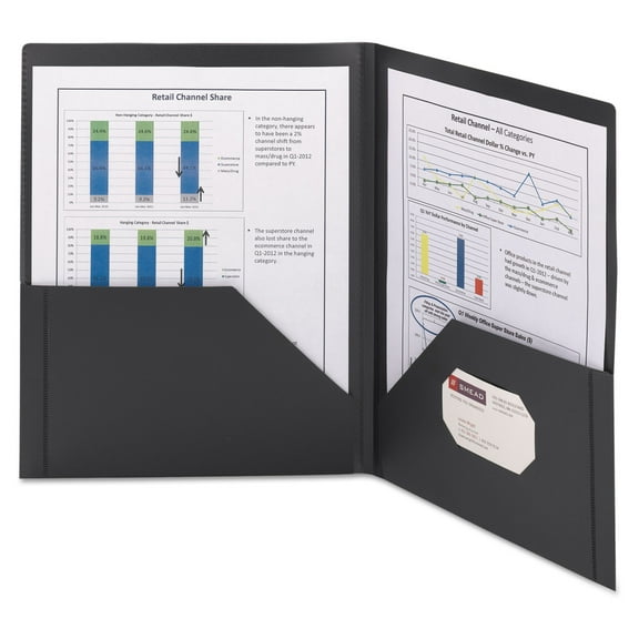 Smead Frame View Poly Two-pocket Folder 87705 - Letter - 8.50" X 11" - 50 Sheet Capacity - 2 Pockets - Polypropylene - Black