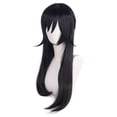 thumbnail image 2 of Peluca larga negra para cosplay de 85 cm con flequillo frontal para alta temperatura, 2 of 3