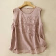 thumbnail image 2 of Tank Tops For Women Summer Cotton And Linen Embroidered Solid Color Vest Camisole Tops For Women, 2 of 7