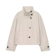 thumbnail image 3 of Kezqiaxn Women's Coats Fashion Long Sleeve Button Stand Collar Winter Loose Casual Jacket Lounge Outwear Cute Clothes Beige L, 3 of 6
