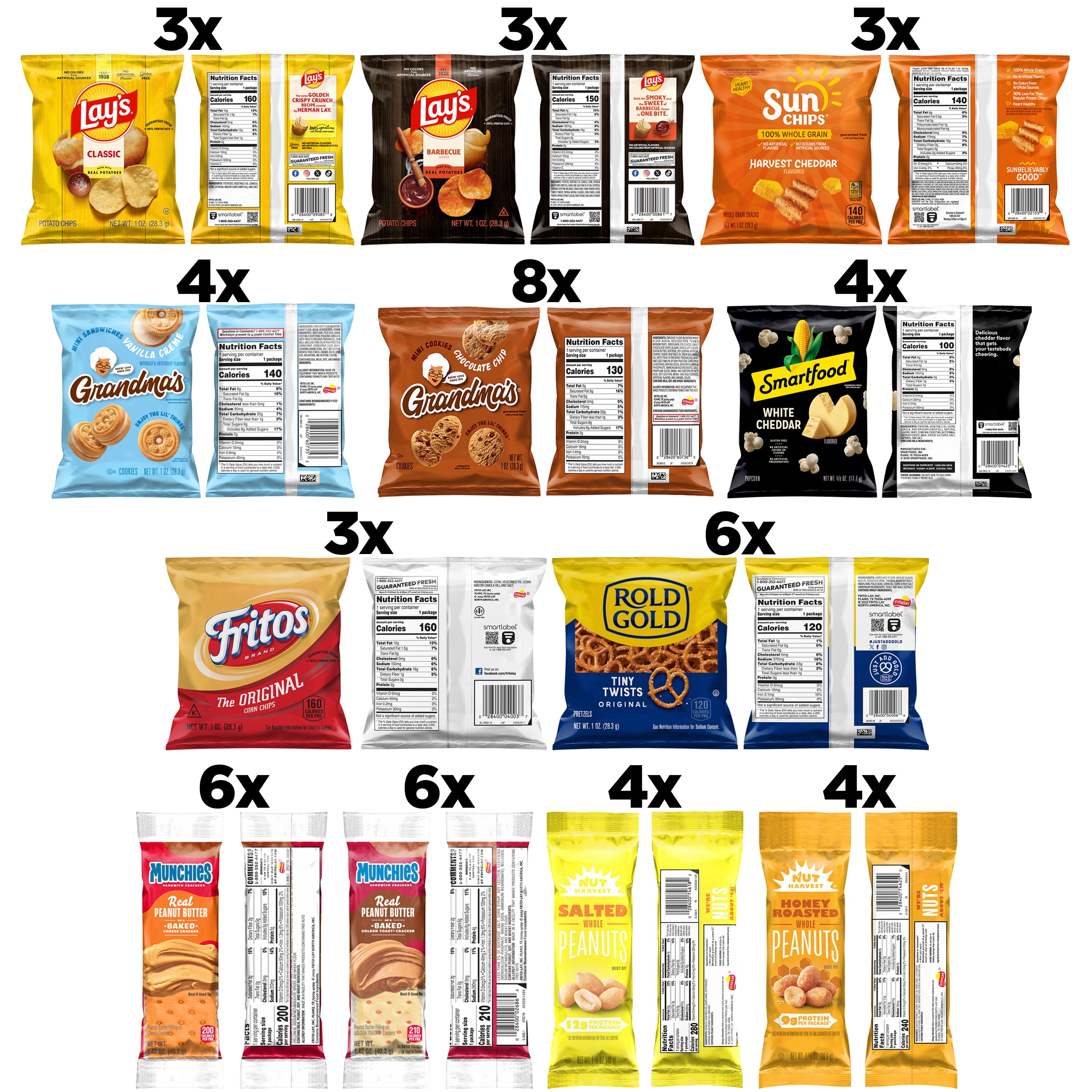 Frito-Lay Sweet & Salty Snacks Variety Box, Mix of Cookies, Crackers, Chips & Nuts, 54 Count