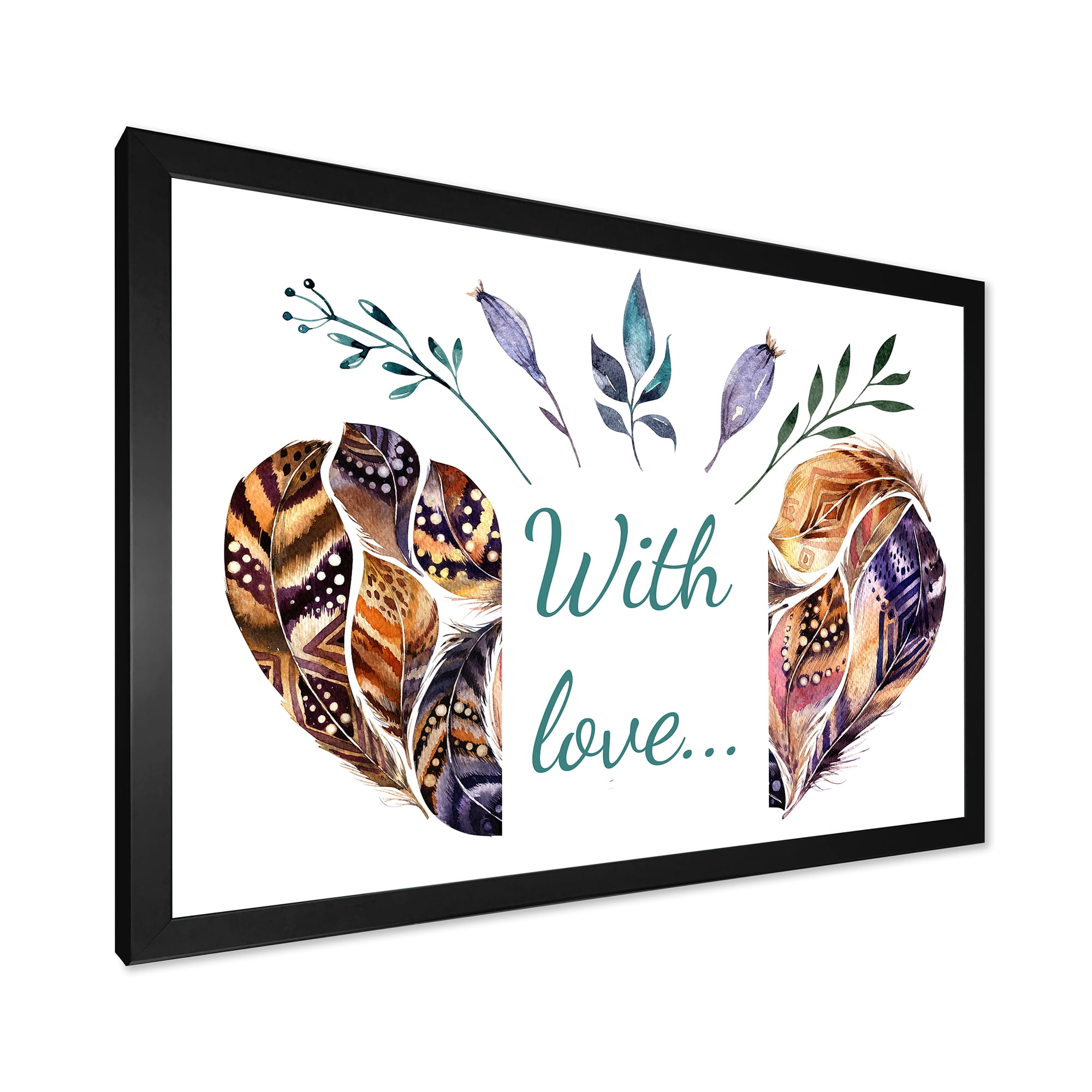 Designart 'Hearted Shaped Feathers With Love' Traditional Framed Art Print