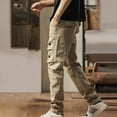 thumbnail image 4 of Xzbqbs Work Pants for Men Cotton Casual Elastic Waist Straight Cargo Pants Stretch Lightweight Tactical Pants with Multi Pockets, 4 of 4