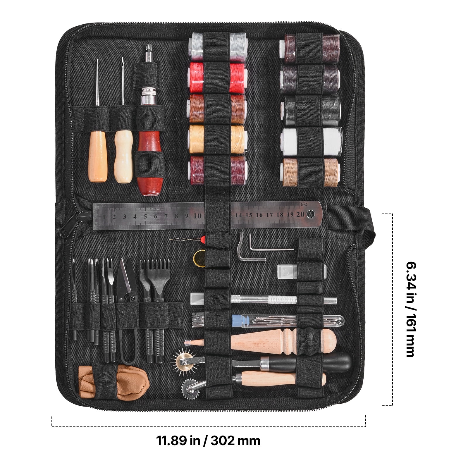 VEVOR Leather Working Tools Kit, 38 PCS Leather Craft Tools with Portable Canvas Storage Bag, Engraving Punching Sewing Stamping Cutting Tools, Ideal for Beginners DIY Enthusiasts and Professionals