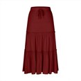 thumbnail image 4 of Loopsun Womens Summer Skirts, Women's Summer Casual Fashion Solid Color Fold Elastic Waist Skirt Wine S, 4 of 5