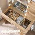 thumbnail image 6 of Merluxy 36.2" Girls Vanity Desk with Mirror and Adjustable LED Lights, 4 Drawers Makeup Table with Glass Top and Charging Station, Oak, 6 of 9