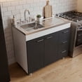 thumbnail image 2 of Ferretti Utility Sink with Three Drawers and Double Door Cabinet White Frame Black Doors, 2 of 8