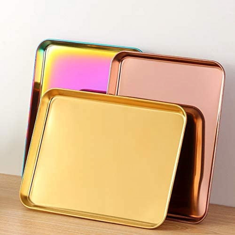 ABCISI Baking Tray, Stainless Steel Baking Cookie Sheet, Rectangle Rimmed Pan Baking, Non Toxic & Healthy, Mirror Finish & Rust Free, Easy Clean & Dishwasher Safe - Rainbow