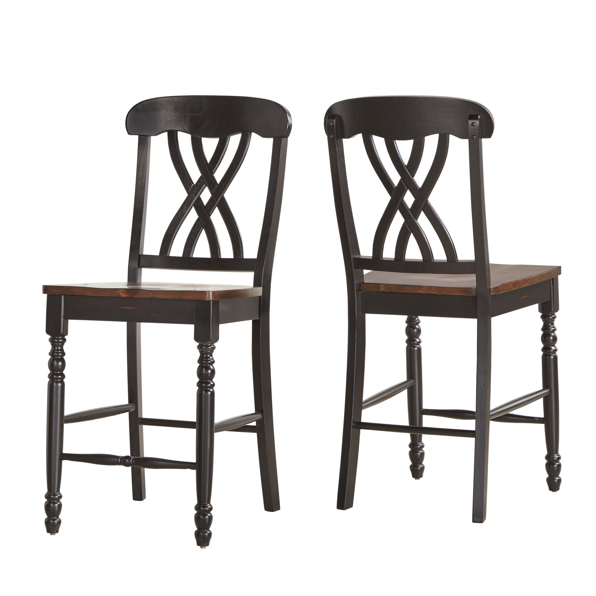 Weston Home Ohana Two-Tone Counter Height Chairs, Set of 2, Antique Black and Cherry