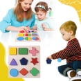 thumbnail image 2 of Wooden Geometric Shapes Montessori Puzzle Sorting Math Bricks Preschool Learning Educational Game Baby Toddler Toys For Children, 2 of 8