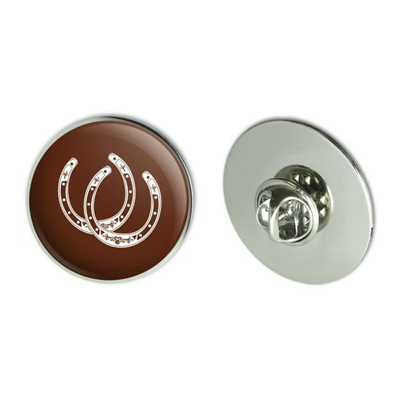 Horseshoe Lucky Double Cowboy Brown Metal 1.1" Tie Tack Hat Lapel Pin Pinback