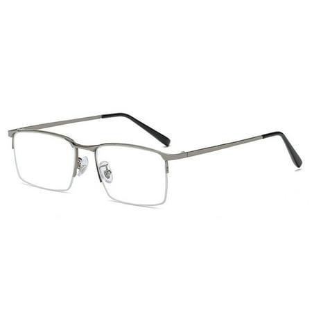 Men Half Frame Simple Classic Eye Protection Ultra Light Glasses Anti Fatigue Business Reading Glasses GREY STRENGTH 300