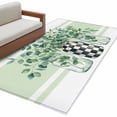 thumbnail image 2 of Area Rug 48×72in, Summer Eucalyptus Leaves Floor Carpet Living Room Rug, Watercolor Green Stripes Non-Slip Welcome Mat Indoor Rugs for Bedroom Dining Room, 2 of 9