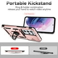 thumbnail image 6 of Galaxy S21 Ultra Case,Dteck Shockproof Rubber Rugged Case Hybrid Hard Ring Holder Kickstand Slide Camera Lens Protector Cover for Samsung Galaxy S21 Ultra,Rosegold, 6 of 8