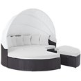 thumbnail image 3 of Modway Convene Outdoor Patio Wicker Rattan Canopy Sectional Daybed in Espresso White, 3 of 5
