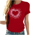 thumbnail image 2 of SnZhen Womens Valentine's Day Printed Tops Ladies' Fashion Round Neck Short Sleeve Round Neck Top/Shirt, 2 of 5