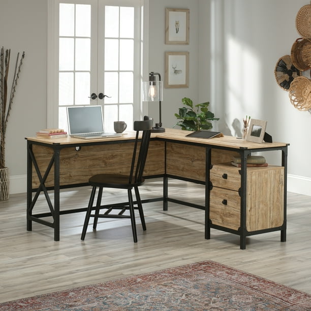 Sauder Steel River L-Desk, Milled Mesquite Finish - Walmart.com