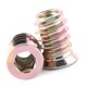 thumbnail image 4 of Baverta Inserto roscado - Tuerca roscada de acero al carbono Tuerca de cabeza hexagonal con rosca de cuchillo para muebles de madera(M6*17mm), 4 of 14