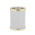 thumbnail image 1 of Blanco Sofisticado Con Oro Pulido 10,75 Pulgadas Rd. Cesta De Basura, 1 of 1