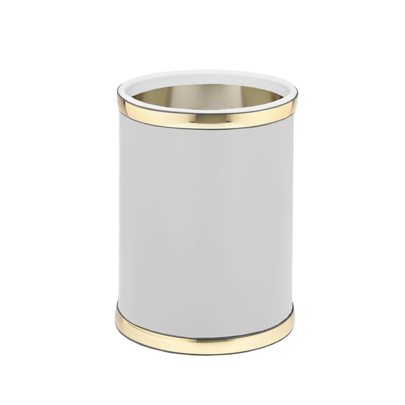 Blanco Sofisticado Con Oro Pulido 10,75 Pulgadas Rd. Cesta De Basura