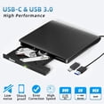 thumbnail image 2 of Unidad de DVD externa USB 3.0 Tipo-C Grabadora de CD Unidad de CD +/-RW portátil Reproductor de DVD para grabadora de regrabación ROM Compatible con computadora portátil PC de escritorio Windows MacBo, 2 of 5