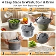thumbnail image 6 of Large Salad Spinner 4.5L/4.8QT, Manual Crank Lettuce Dryer, Vegetable Washer with Locking Lid & Drain System for Fruit Greens Pasta, 6 of 7