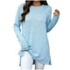 thumbnail image 3 of Tops sin mangas,Blusa informal de manga larga de color liso para mujer, cuello redondo, túnica holgada de poliéster con abertura, para otoño e invierno, sopatenor, 3 of 8