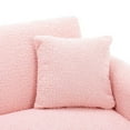 thumbnail image 6 of Convertible Loveseat Sofa, Modern Teddy Fabric Upholstered Leisure Accent Sofa Couch with Adjustable Backrest and Metal Feet, Folding Futon Sofa Sleeper Bed for Living Room Bedroom Office, Pink, 6 of 7