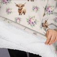 thumbnail image 3 of Oversized Wearable Blanket Hoodie,Beige Highland Cow Flower Pattern Sherpa Blanket Hoodie with Super Pockets,Super Warm Fuzzy Pullover for Women & Men, 3 of 6