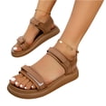 thumbnail image 3 of KEVCHE Roman Casual Comfortable Platform Beach Shoes for Women, Soft Sole Velcro Sandals with Adjustable Double Strap, Arch Support Athletic Hiking Water Summer Sandals, 3 of 5