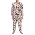 thumbnail image 3 of Salouo Vintage flowers Print Button-Front Long Sleeve Pajama Set for Men, Soft 2Pjs Men's Long Sleeve Sleepwear-Large, 3 of 7