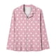 thumbnail image 5 of Pijama informal de manga larga con estampado para mujer, traje de pijama con solapa holgada y bolsillo con botones, top y pantalones de poliéster., 5 of 7