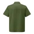 thumbnail image 4 of KaLI_store Blouses & Button-Down Shirts Men's Casual Button Down Short Sleeve Shirt Button Up Summer Beach Regular-fit Cotton Speard Collar Tops Army Green,XL, 4 of 5
