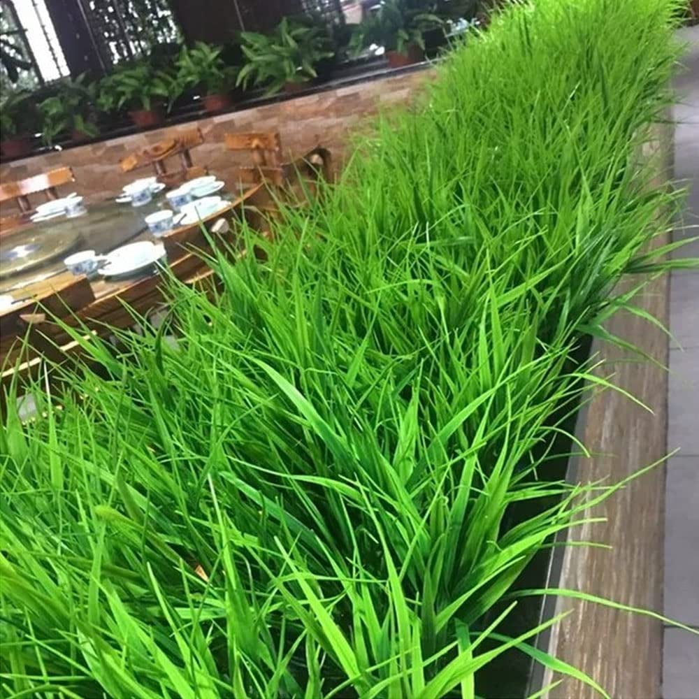 8 Bundles Artificial Outdoor Plants Plastic Wheat Grass Greenery Shrubs UV Resistant Fake Plastic Shrubs for Outside Home Garden Yard Decoration