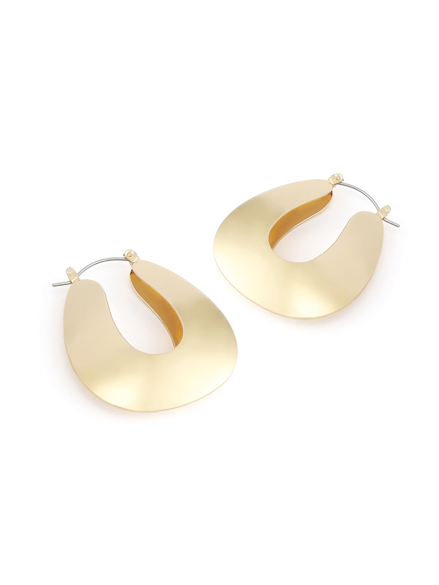Madden NYC Women's Fashion Gold-Tone Wide Flat Hoop Earrings