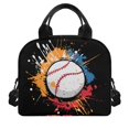thumbnail image 2 of HUIACONG Fade Resistant Insulated Thermal Lunch Box for School Office, Aluminum Film Material Removable Shoulder Strap Lunch Bag, Baseball Graphic Design, 2 of 10
